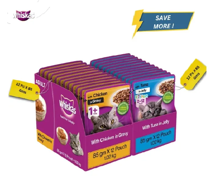 Whiskas Tuna in Jelly Kitten and Chicken Gravy Adult Cat Wet Food Combo, 24 Pcs at ithinkpets.com (1)