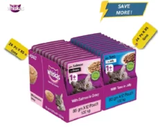 Whiskas Tuna in Jelly Meal and Salmon in Gravy Meal Adult Cat Wet Food Combo at ithinkpets.com (1) (1)