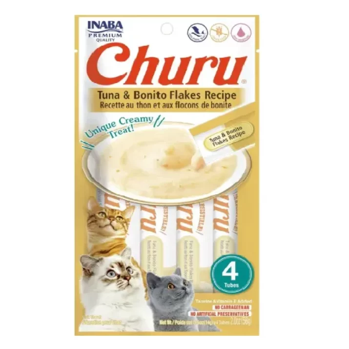 Buy INABA Churu Tuna Bonito Flakes Recipe Cat Treats ITP