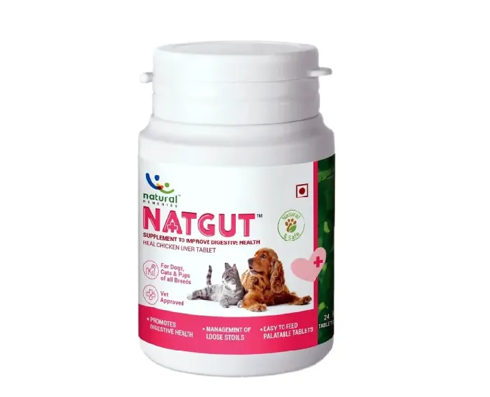 Natural Remedies Natgut Digestive Supplement for Dogs & Cats, 24 Tablets at ithinkpets.com (1) (1)