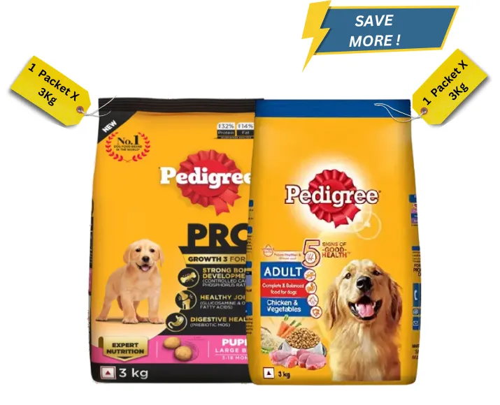 Pedigree PRO Large Breed Puppy Dry Food and Chicken & Vegetables Adult Dry Dog Food Combo at ithinkpets.com (1)