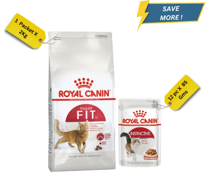 Royal Canin Fit 32 Dry Food And Instinctive Gravy Adult Cat Wet Food at ithinkpets.com (1)