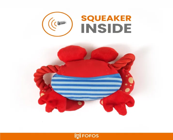 Fofos Sealife Crab Plush Dog Toy at ithinkpets.com (4)