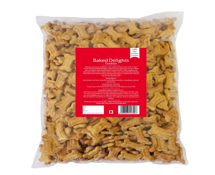 Baked Delights Chicken Dog Biscuits, Bone Shaped Dog Treats, 800 Gm at ithinkpets.com (2)