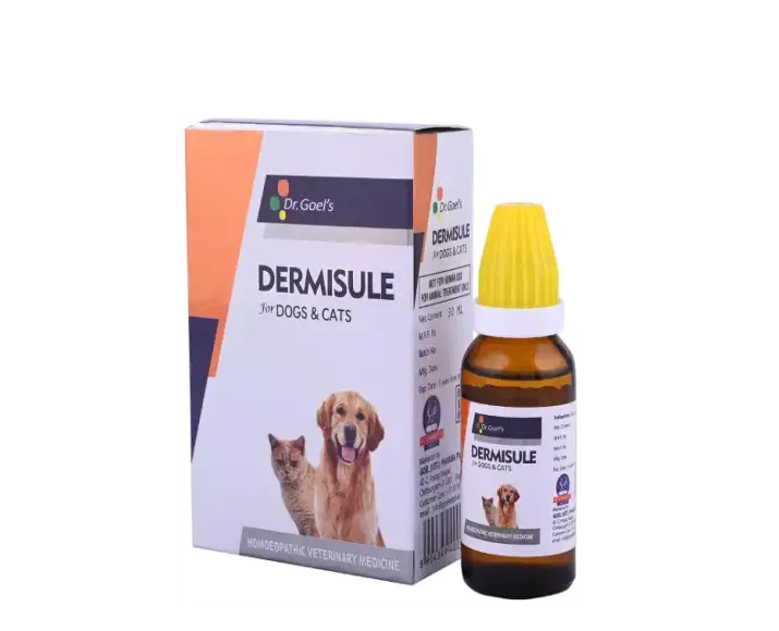 Dr Goel’s DERMISULE Homeopathic Remedy For Dogs & Cats for Eczema Allergies Rashes, 30 ML at ithinkpets.com (1)