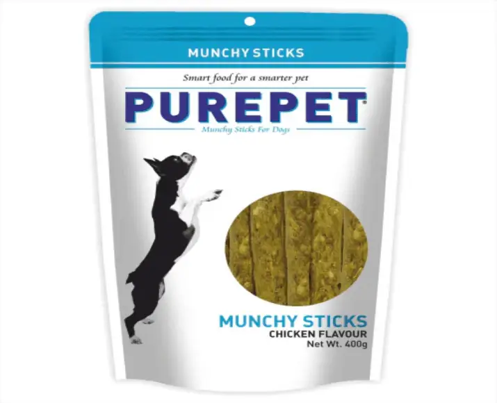 Purepet Chicken Flavor Munchy Sticks Dog Treats, 400 Gms at ithinkpets.com (1)