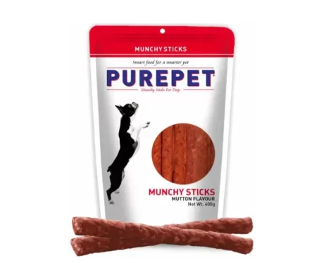 Purepet Mutton Flavour Munchy Sticks Dog Treat, 400 Gms at ithinkpets.com (1)