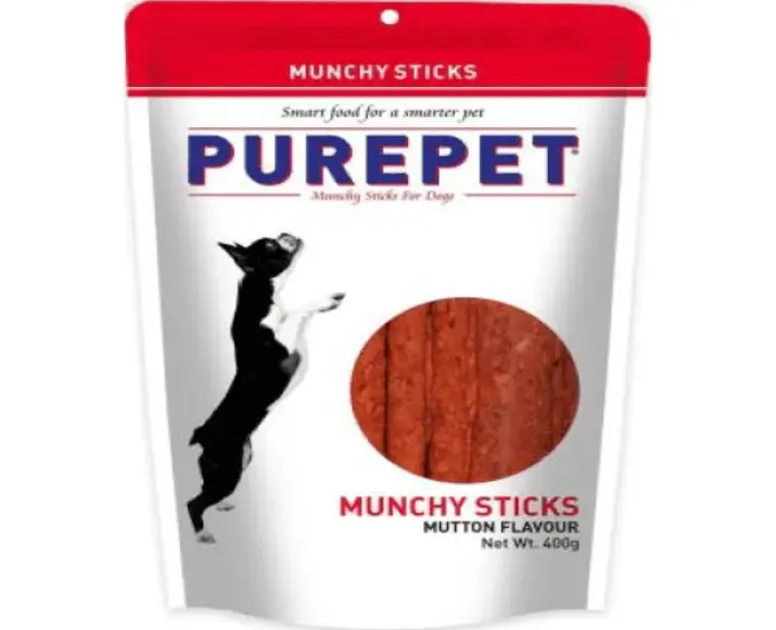 Purepet Mutton Flavour Munchy Sticks Dog Treat, 400 Gms at ithinkpets.com (6)