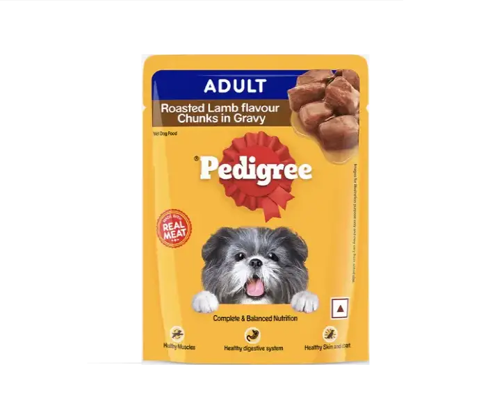 Pedigree Roasted Lamb Chunks In Gravy Adult Dog Wet Food, 70 Gms at ithinkpets.com (1) (1)