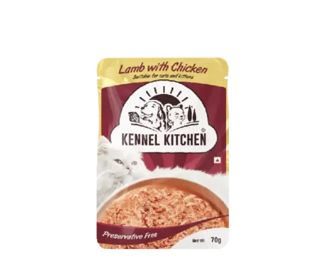 Kennel Kitchen Lamb With Chicken Shreds in Gravy, For Cats at ithinkpets.com (1) (1)