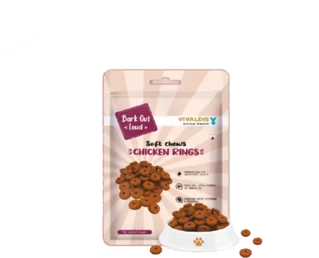 Vivaldis Bark Out Loud Chicken Rings Soft Chews Dog Treats, 100g at ithinkpets.com (1) (2)