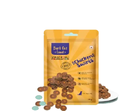 Vivaldis Bark Out Loud Chicken Swirls Limited Ingredient Dog Treats, 100g at ithinkpets.com (1) (1)