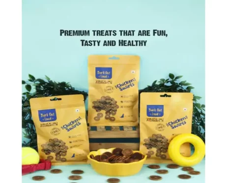Vivaldis Bark Out Loud Chicken Swirls Limited Ingredient Dog Treats, 100g at ithinkpets.com (2) (1)