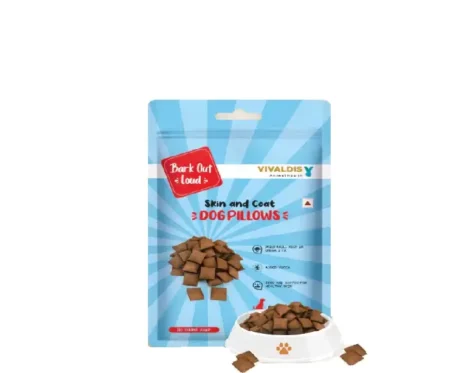 Vivaldis Bark Out Loud Dog Pillows Skin And Coat Treats, 100g at ithinkpets.com (1)