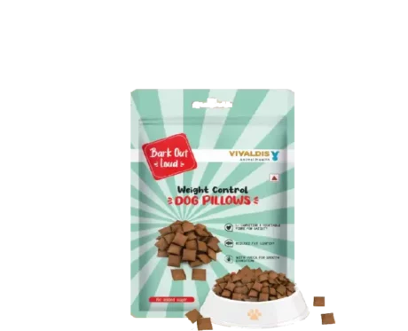 Vivaldis Bark Out Loud Dog Pillows Weight Control Treats, 100g at ithinkpets.com (1) (1)