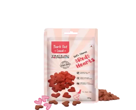 Vivaldis Bark Out Loud Red Hearts Soft Moist Chews Dog Treats, 100g at ithinkpets.com (1) (2)