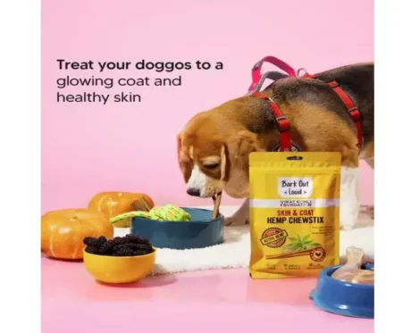 Vivaldis Bark Out Loud Skin and Coat Hemp Chewstix Dog Treats, 100g at ithinkpets.com (2) (1)