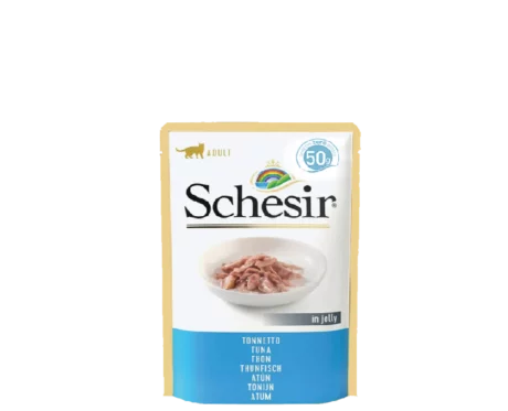 Schesir 55% Tuna Jelly Wet Cat Food Pouch, 50 Gms at ithinkpets.com (1) (1)