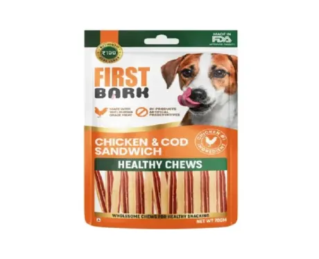 First Bark Chicken & Cod Sandwich Dog Treats, 70 Gms at ithinkpets.com (1) (2) (1)