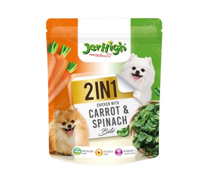 Jerhigh 2in1 Carrot & Spinach Bite Dog Treats, 380 Gms Ithinkpets (1)