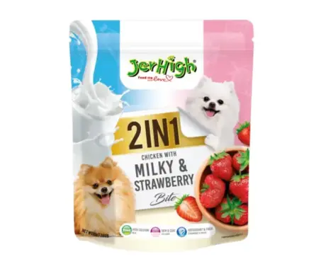 Jerhigh 2in1 Milky & Strawberry Bite Dog Treats, 380 Gms Ithinkpets.com