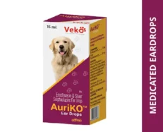 Veko Auriko Drops for (Enrofloxacin Sulphadiazine) Dogs and Cats (15ml) at ithinkpets.com (1) (1)