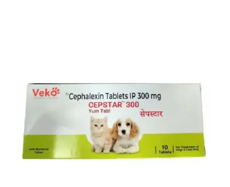 Veko Cepstar 300mg Tablet (Cephalexin) Dogs & Cats, 10 Tablets at ithinkpets.com (1) (1)