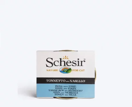 Schesir Tuna Whole Meat With Hake In Jelly Cat Wet Food, 85 Gms at ithinkpets.com (1) (1)