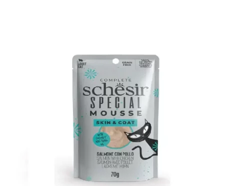 Schesir Special Skin and Coat Cat Mousse Salmon, 70 Gms at ithinkpets.com (1) (1)
