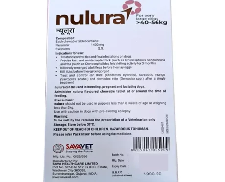 Savavet Nulura Tick & Flea Tablet for Large Dogs, for Wt 20 to 40 KG at ithinkpets.com (2)