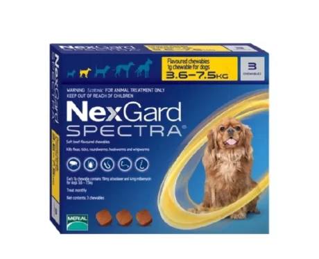 NexGard Spectra Small for Flea,Tick & Heartworm Protection for Dogs, 3.5-7.5 KG at ithinkpets.com (1) (1)