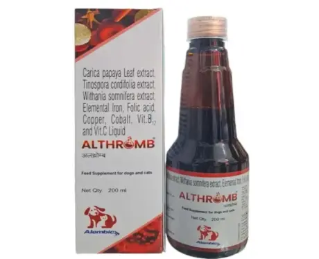 Alembic Althromb Syrup Platelet Booster for Dogs and Cats, 200 ML at ithinkpets.com (1)