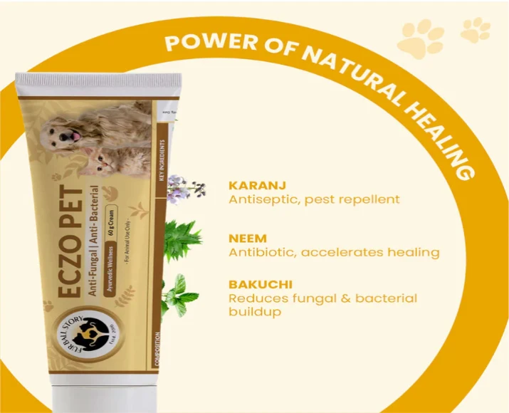 Fur Ball Story Eczo Pet Cream Treats Skin Infections In Dogs & Cats, 60 GM at ithinkpets.com (3)