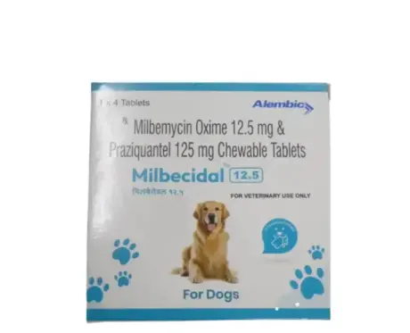 Alembic Milbecidal 12.5 MG Deworming Tablets for Dogs, 4 Tablets at ithinkpets.com (1)