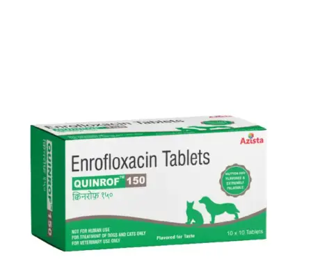 Azista Quinrof 150 MG, Enrofloxacin Tablets for Dogs & Cats, 10 Tablets at ithinkpets.com (1)
