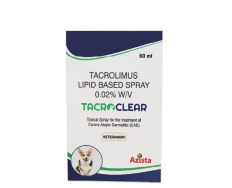 Azista Tacroclear Spray (Tacrolimus) for Dog Dermatitis & Skin Allergies, 50 ML at ithinkpets.com (1)