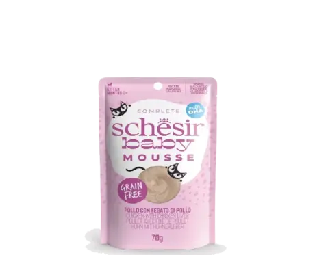 Schesir Chicken with Chicken Liver Kitten, Mousse, 70 GM at ithinkpets.com (1) (1)