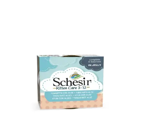 Schesir Kitten Care Tuna with Aloe (3-12 Months), Fillets in Jelly, 85 GM at ithinkpets.com (1) (1)