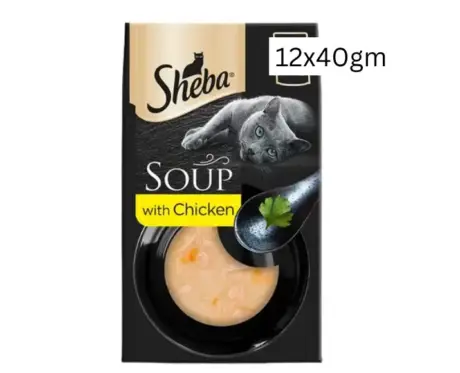 Sheba Soup with Chicken Adult Cat Wet Food, 40 GM Ithinkpets.com