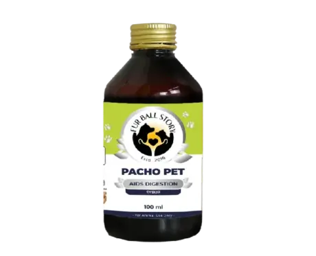 Fur Ball Story Pacho Pet Pro, Relieves Stomach Problems In Dogs & Cats, 90 ML at ithinkpets.com (1) 1