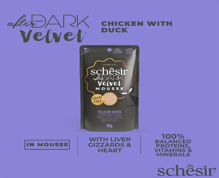 Schesir After Dark Velvet Cat Mousse Chicken and Duck, 80 GM Ithinkpets (1)