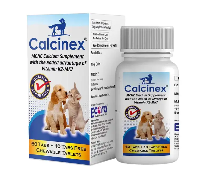 Ecora Calcinex Calcium Tablets for Pets, 60 Tablets Ithinkpets (2)