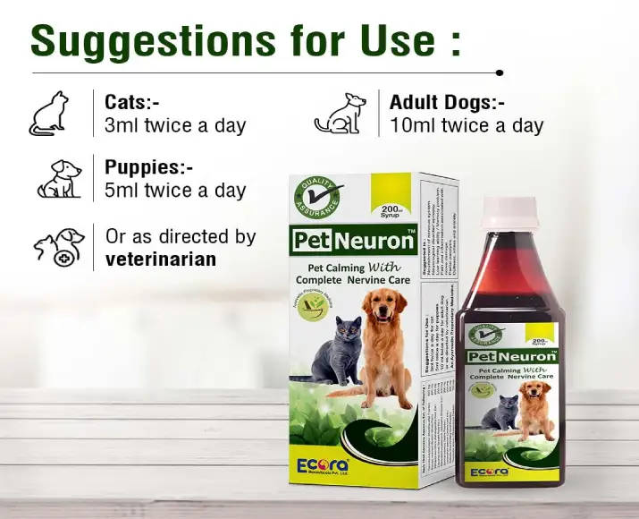 Ecora Pet Neuron Syrup for Dogs & Cats, Nervine Care & Calming Support, 200 ML Ithinkpets (4)