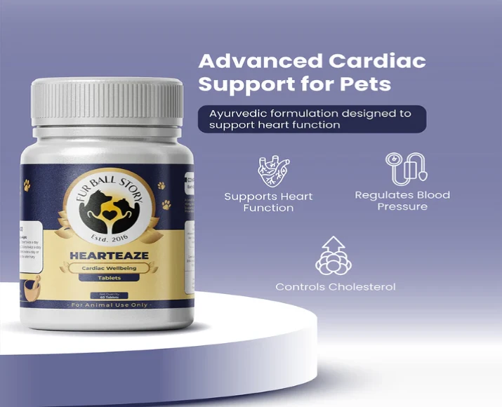 Fur Ball Story Hearteaze for Cardiac Well Being, 60 Tablets at ithinkpets.com (2)