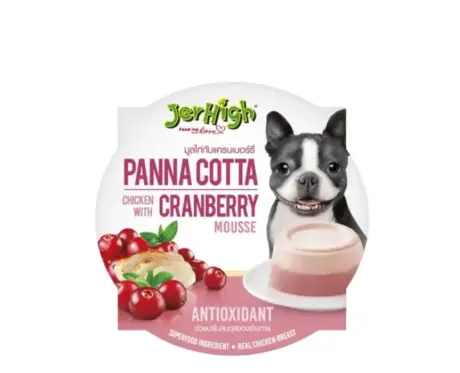 JerHigh Cranberry Mousse Dog Wet Food 70GM creamy panna cotta treat Ithinkpets.com