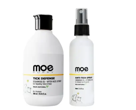 Moe Puppy Tick Spray and Shampoo Combo,Best Tick and flea protection for Dogs and Cats, 2 Products at ithinkpets.com 1