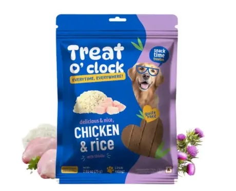 Natural Remedies Treat O Clock Chicken & Rice DogTreats, High-Protein with Liver Supporting Milk Thistle, 75 GM Ithinkpets (1)