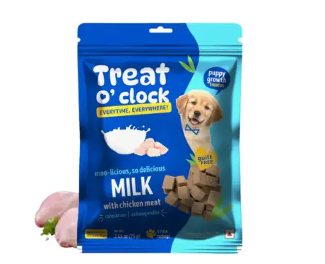 Natural Remedies Treat O Clock Milk & Chicken Dog Treats for Growth, Energy Booster,Calcium & Vitamin D3 Rich, 75 GM Ithinkpets (1)