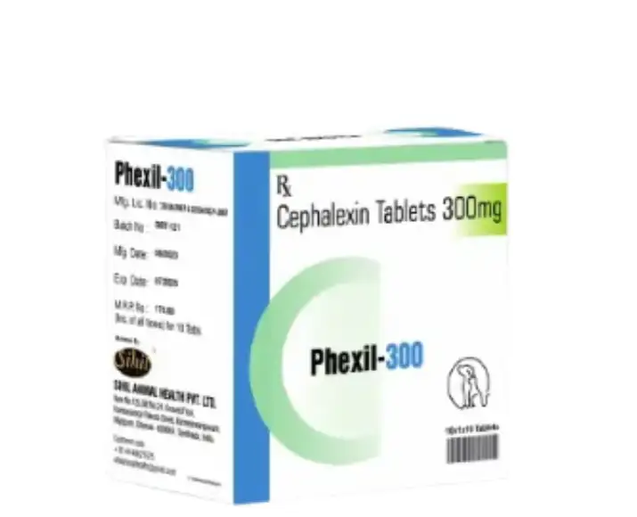 Sihil Phexil 300 MG (Cephalexin) Tablets for Dogs & Cats, 10 Tablets Ithinkpets.com