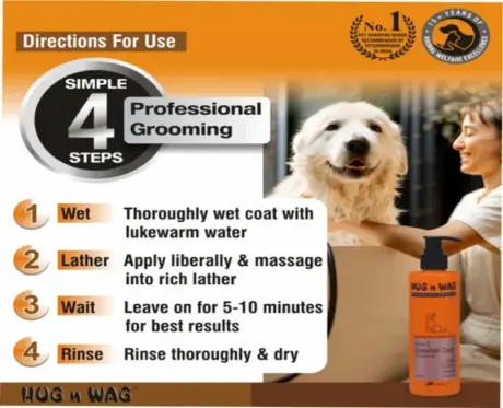 TTK Hug N Wag 4 in 1 Shampoo, Essential Care with Pro Vitamin B5 for Dogs, 225 ML at ithinkpets.com (2)